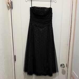 BCBGMaxAzria Black Lace Strapless Dress